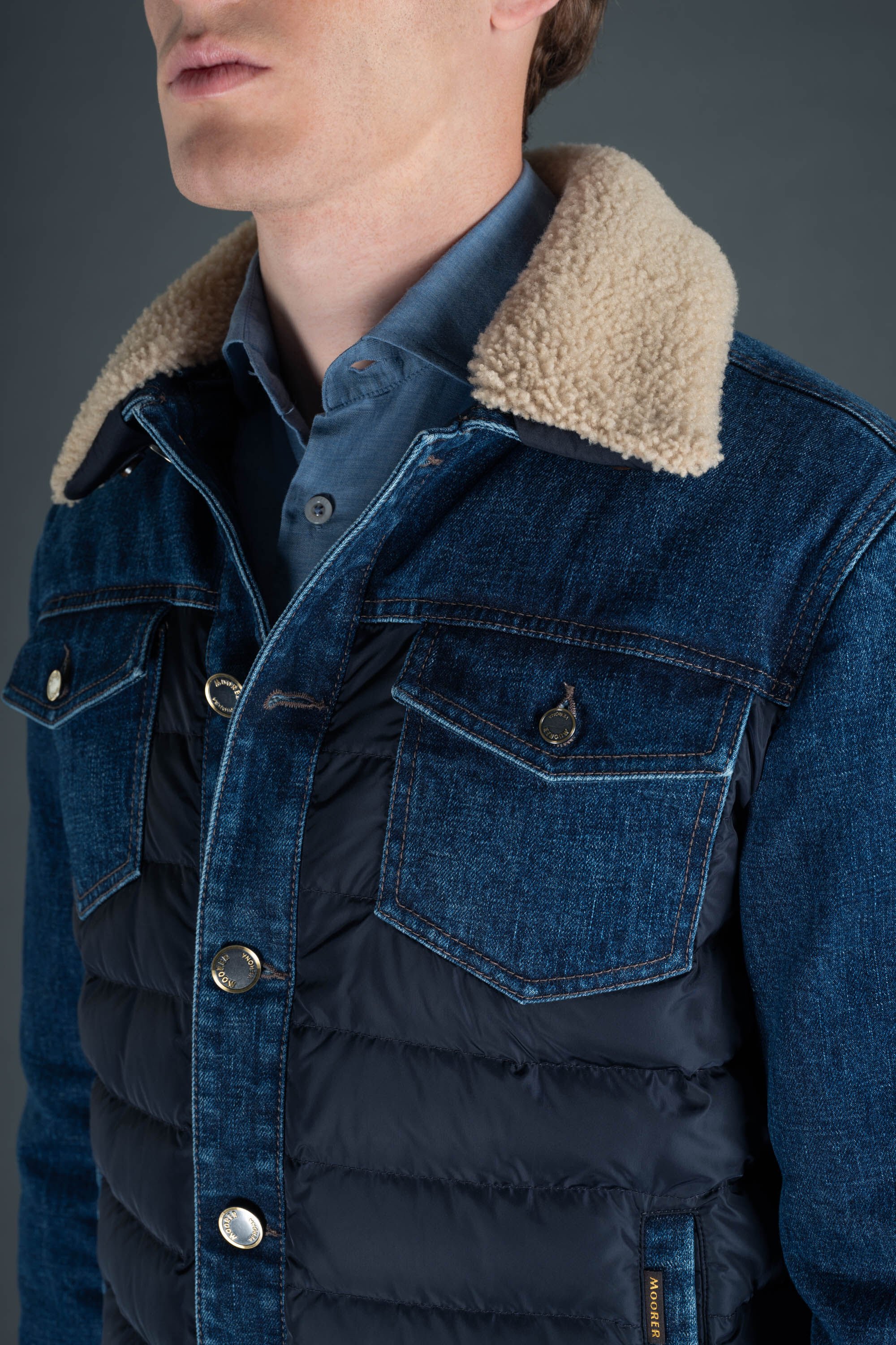 MONDOR-FUR-104S in BLUE: Luxury Italian Jackets for Men | MooRER®